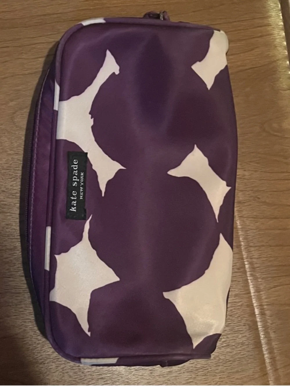 kate spade Purple and Cream Floral Zip Cosmetic Case